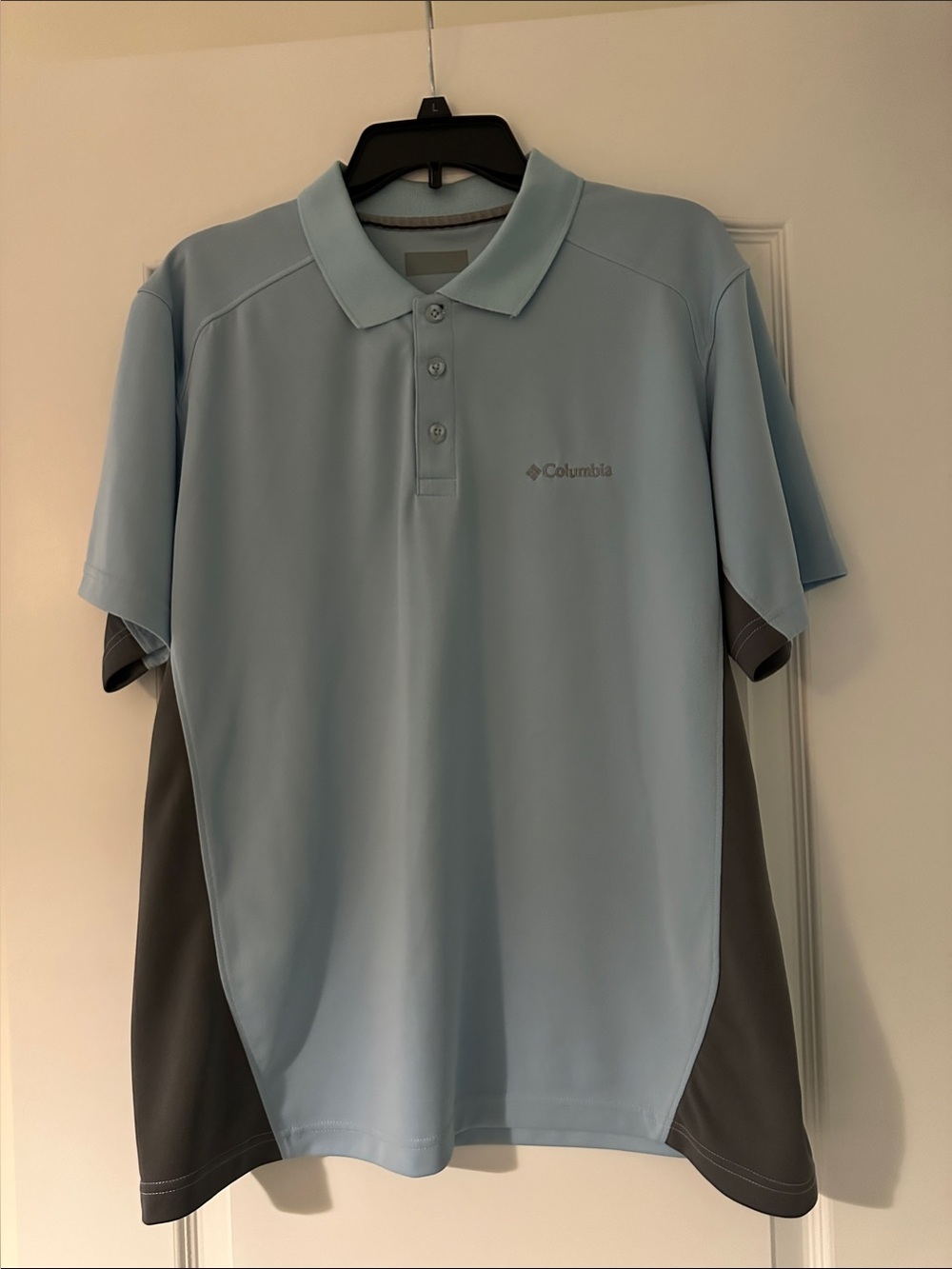 Columbia Light Blue and Gray Performance Polo